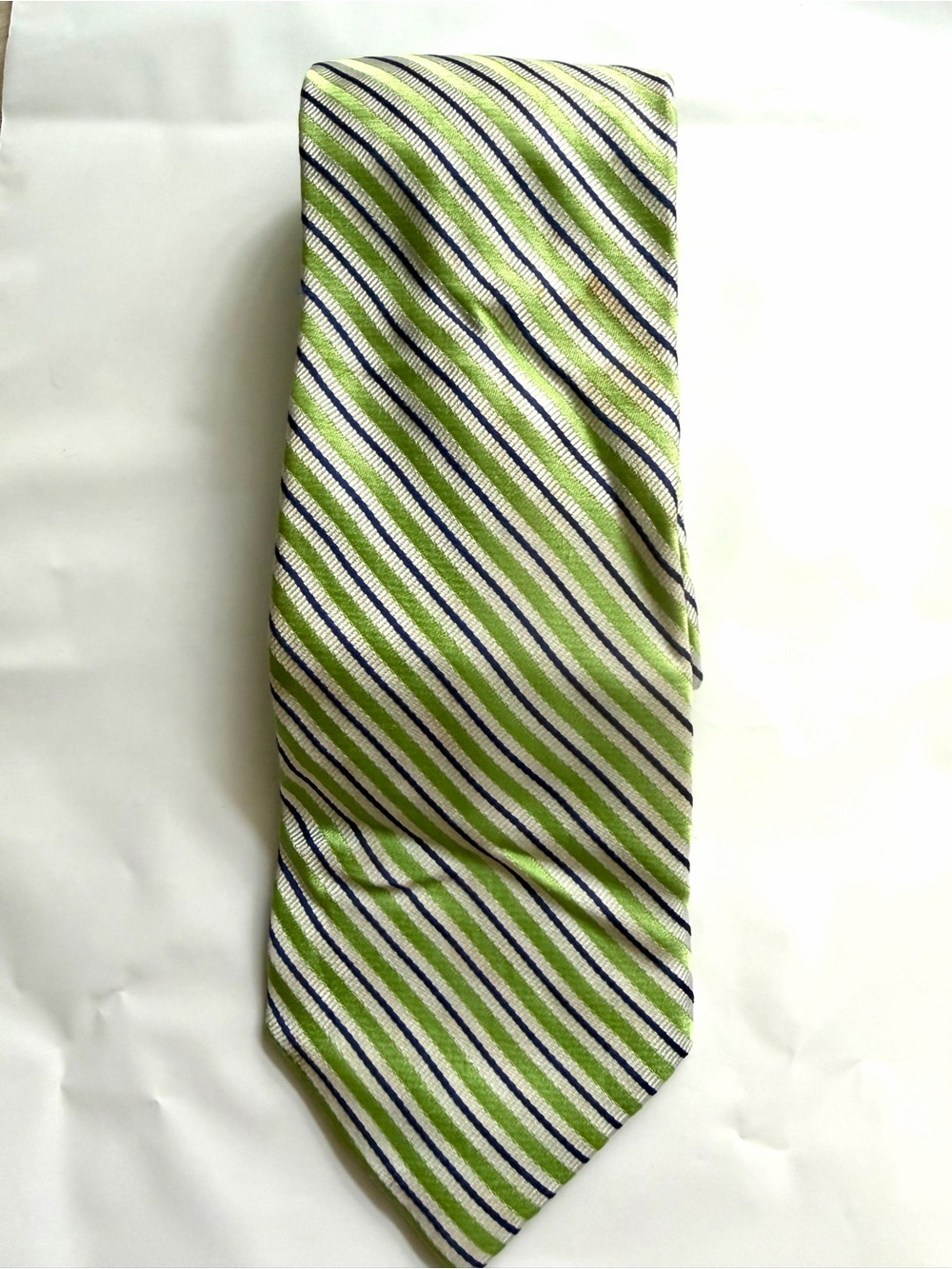 Chaps Lime Green Striped Men’s Tie 100% Silk